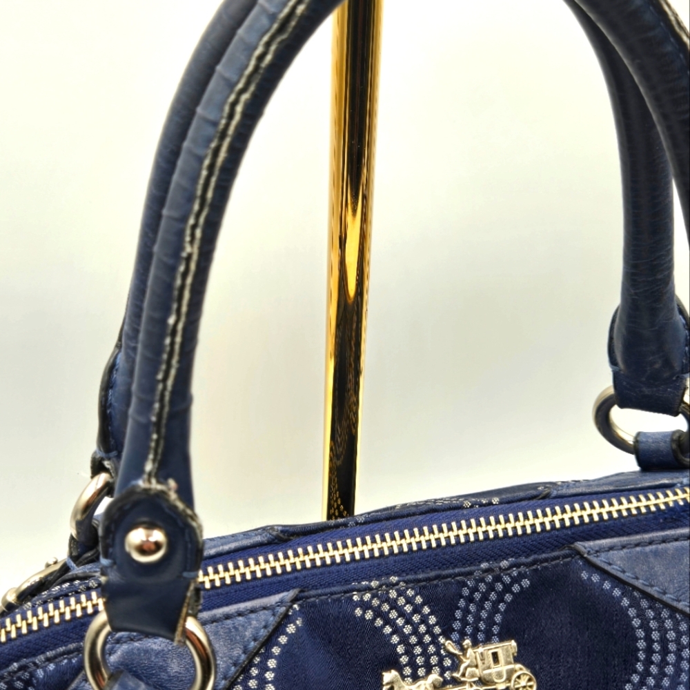 COACH Madison Sophia Satchel OP C Denim Blue Gold Hardware 2 Tags - Picture 5 of 15